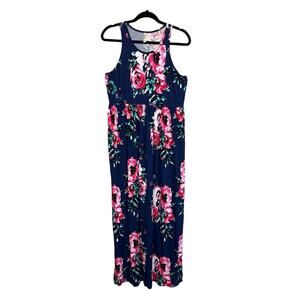 Grecerelle Floral Maxi Dress Navy Blue XL